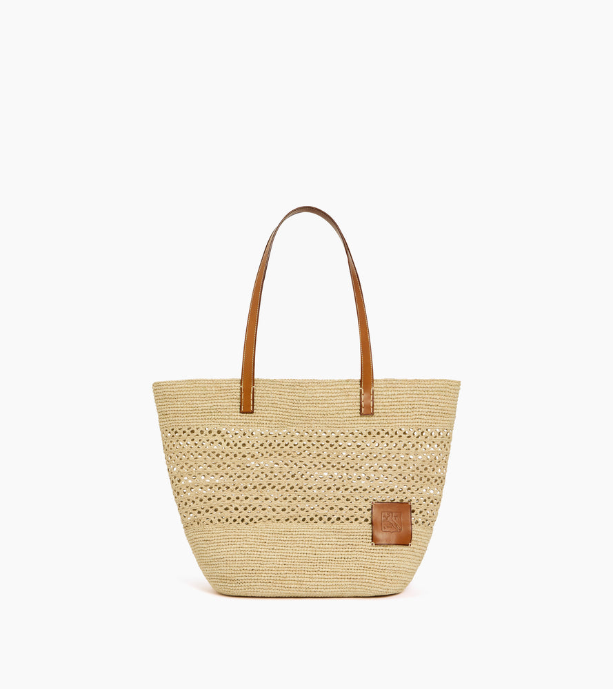 Le Tanneur Nattier grand cabas cuir raphia Natural Tan