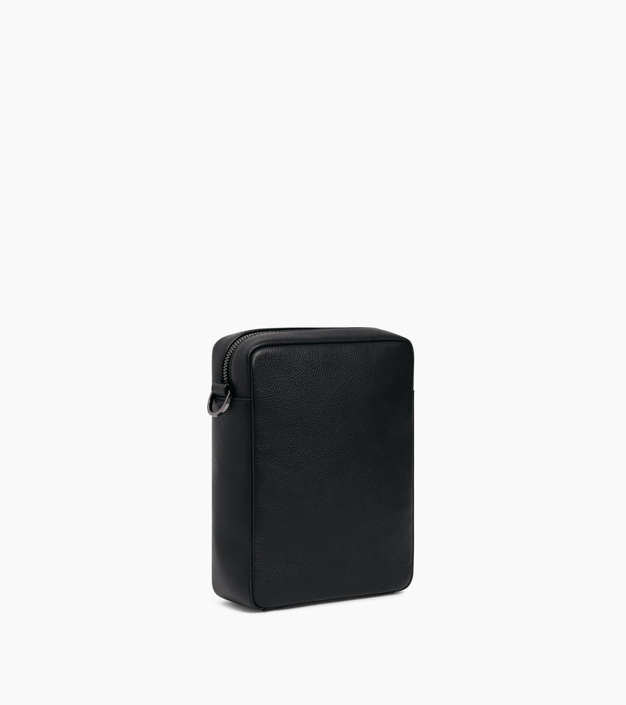 Le Tanneur Marceau petite sacoche zippée sac bandoulière noir cuir grainé