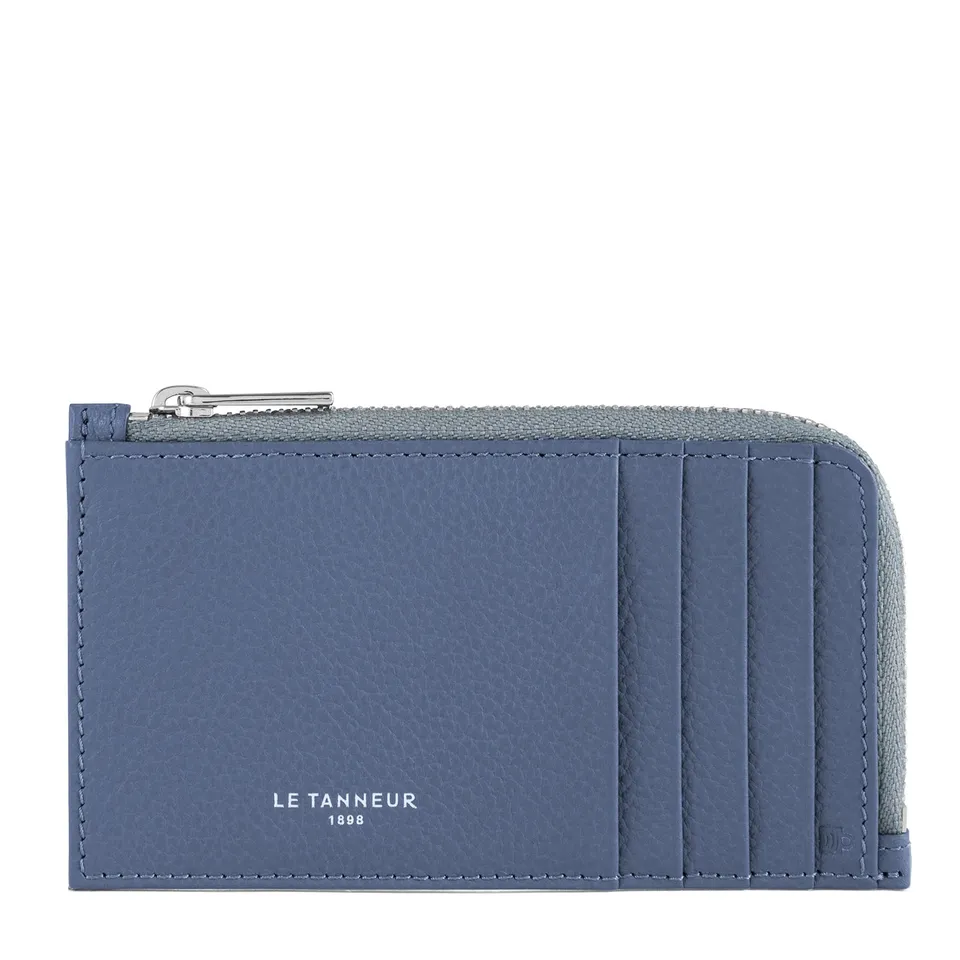 Le Tanneur Emile Porte-carte large zippé cuir grainé noir