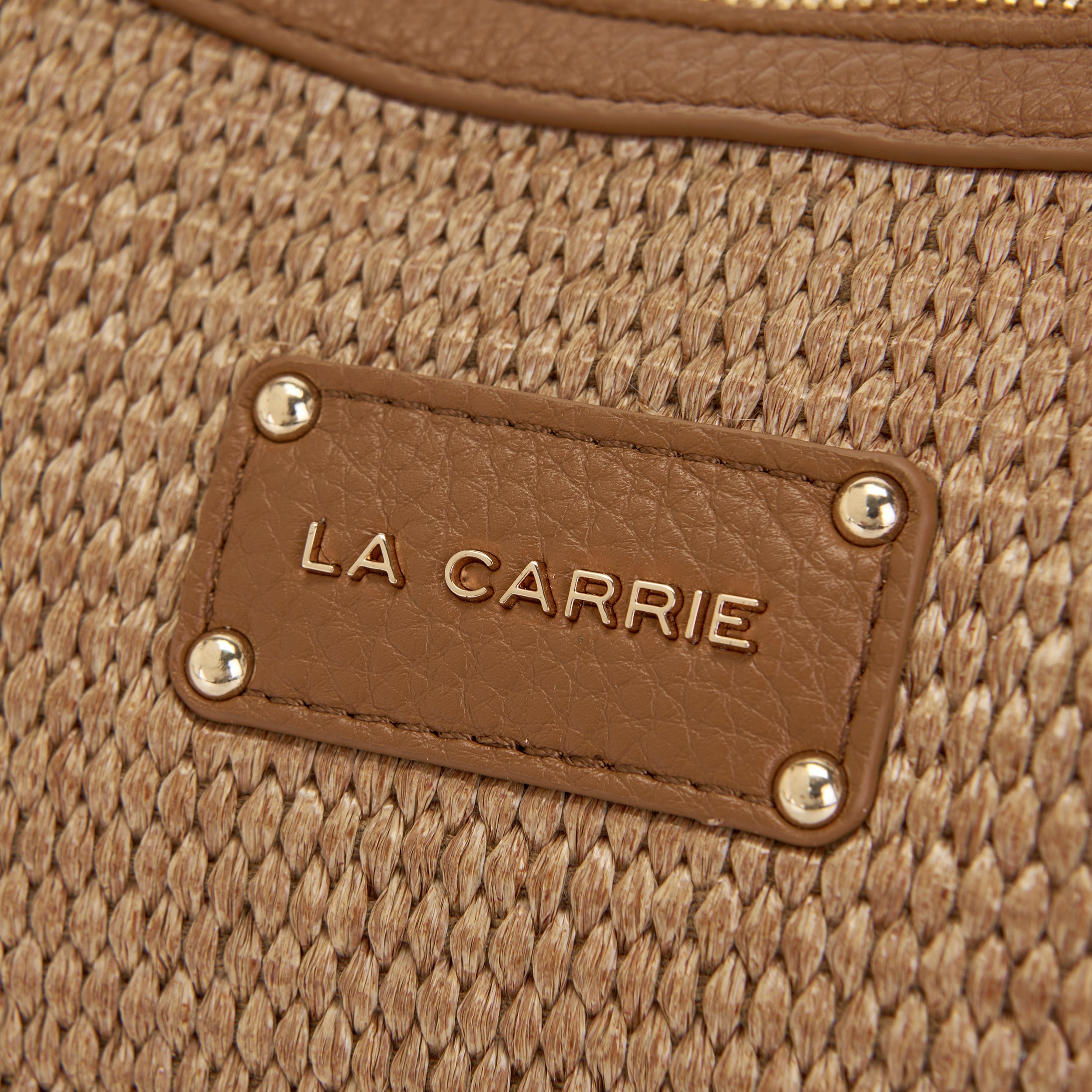 La Carrie La Plage sac épaule cuoio raphia 32 cm