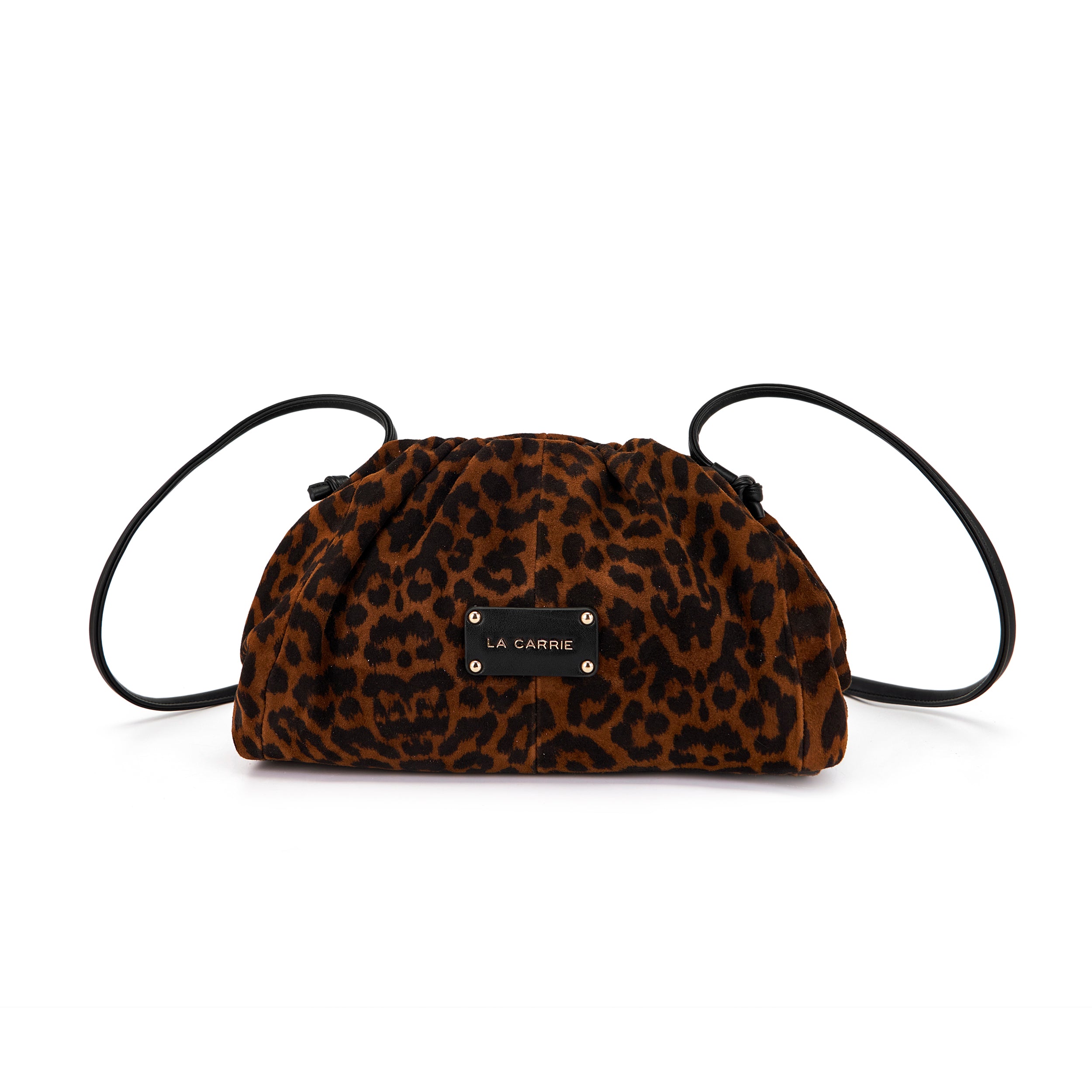 La Carrie Capsule sac bandoulière léopard suède marron