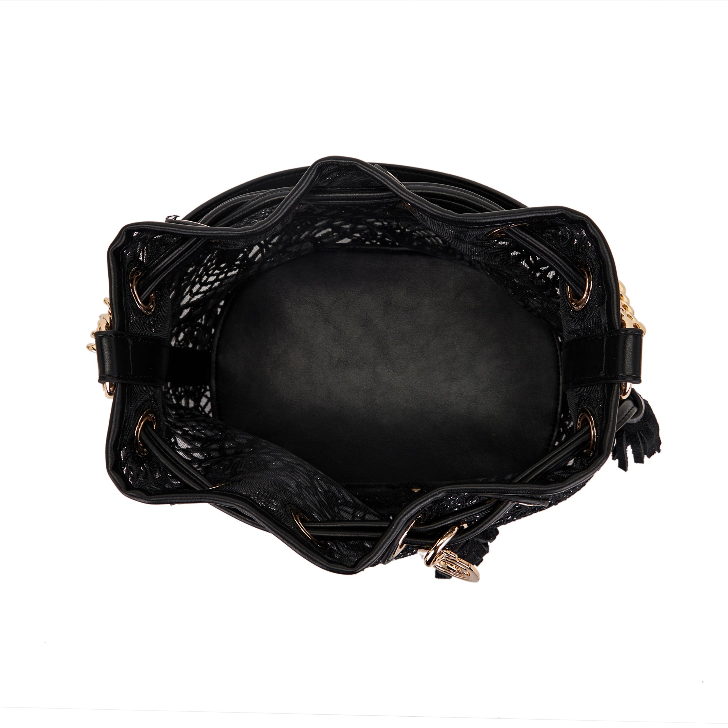 La Carrie Versailles Sac Seau Noir Brodé Tressé 24x17x26 cm