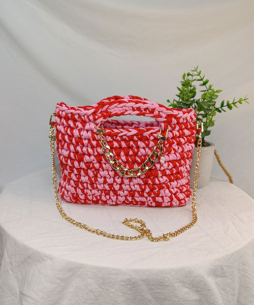 Takiri Harmony sac à main rouge rose TK527 bandoulière métal