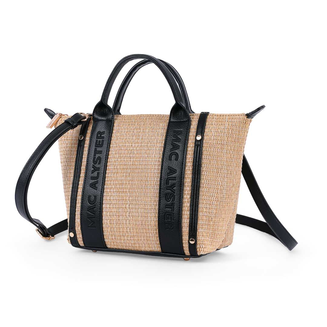 Mac Alyster Abrielle Raphia sac à main Noir tressé bandoulière