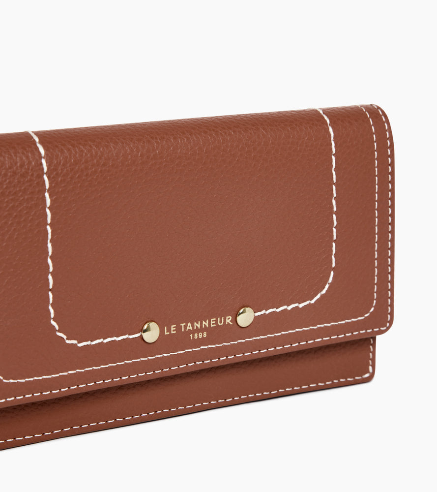 Le Tanneur Ella porte-cartes cuir grainé Mahogany Brown RFID