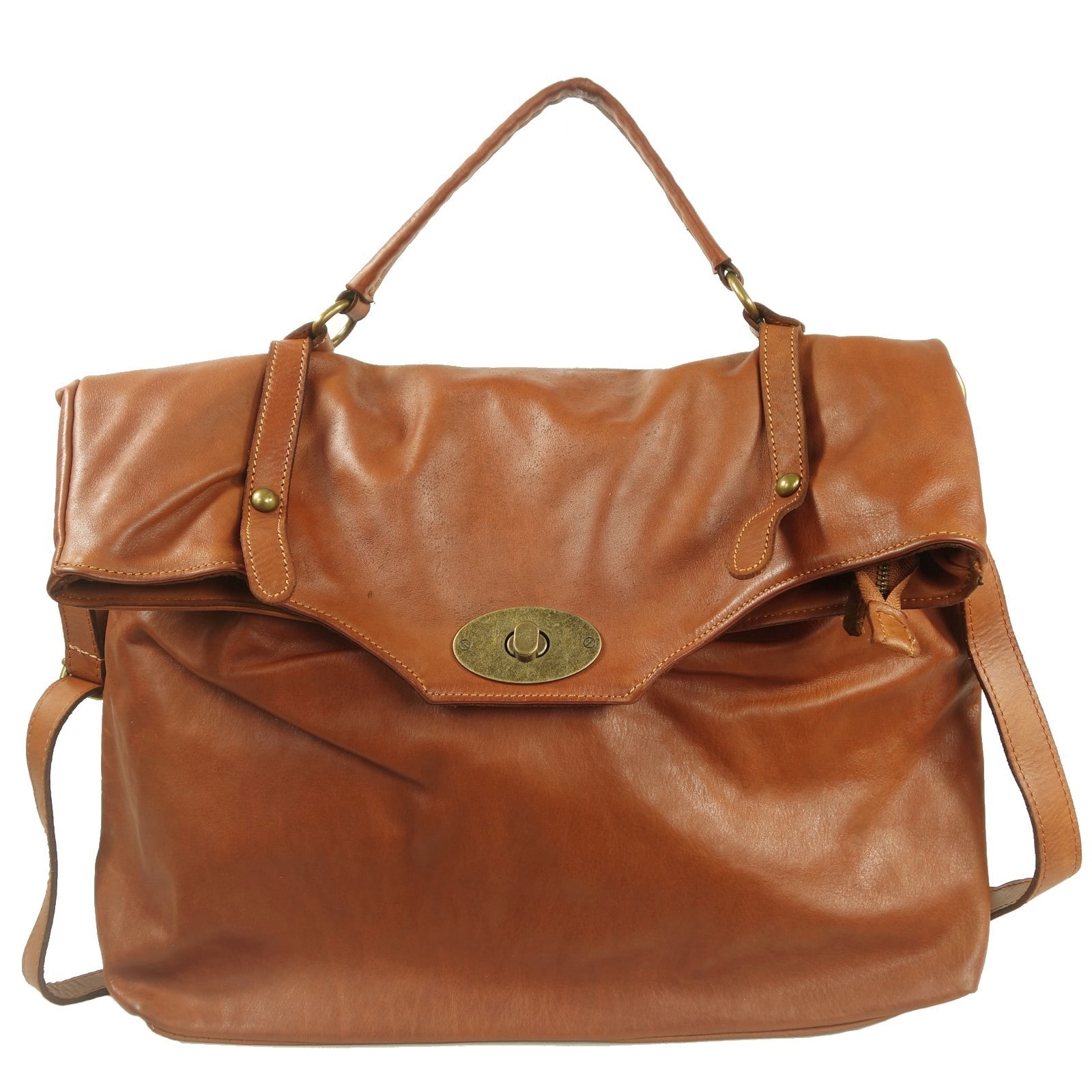 Collection Esprit Cuir BASTIEN grand sac à main XL marron cuir