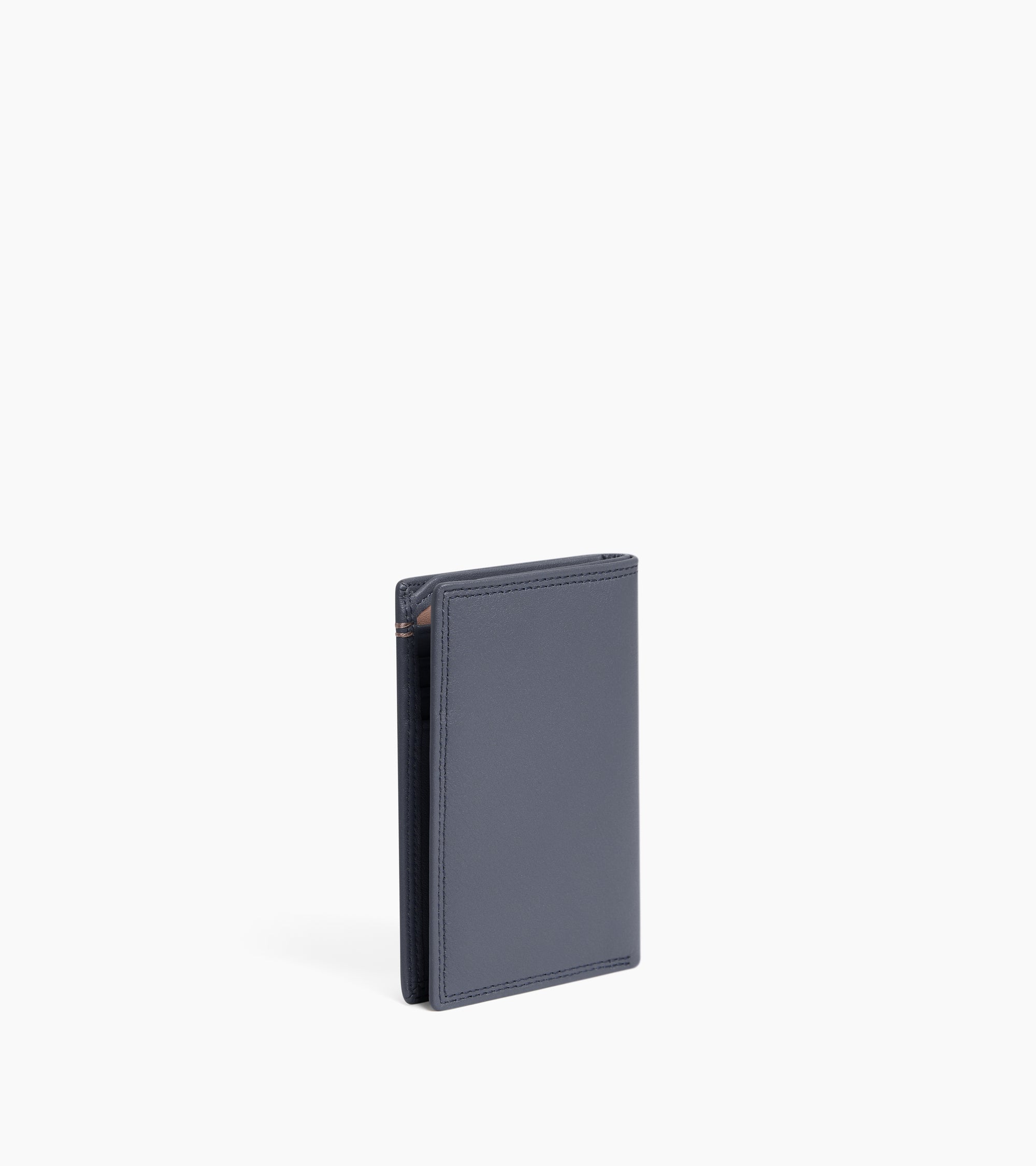 Le Tanneur Martin porte-cartes cuir vertical bleu acier
