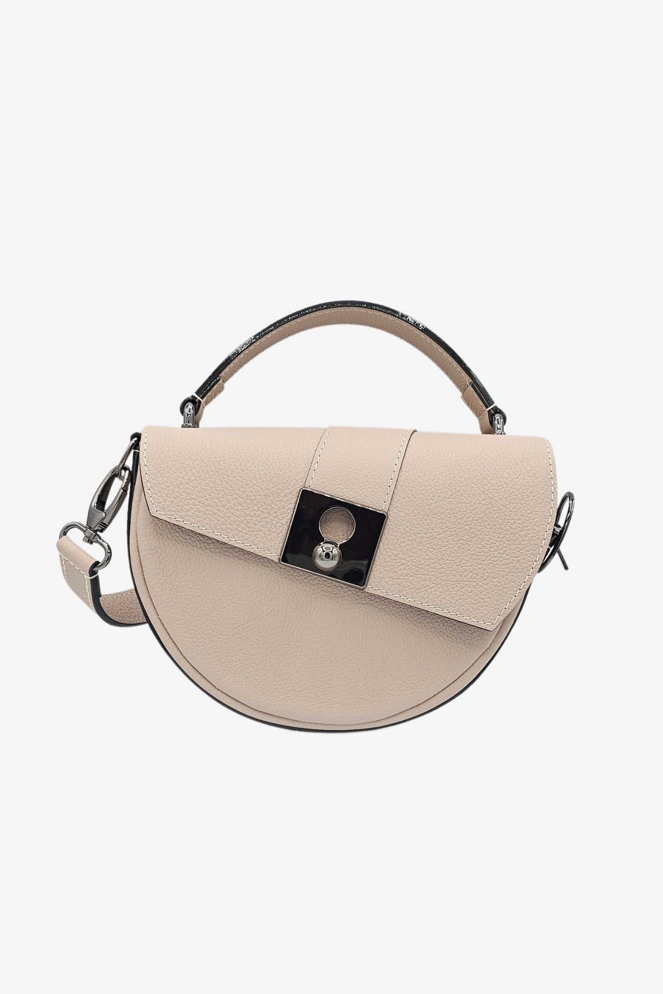 Nodie's Côme sac demi-lune cuir crème galet grainé