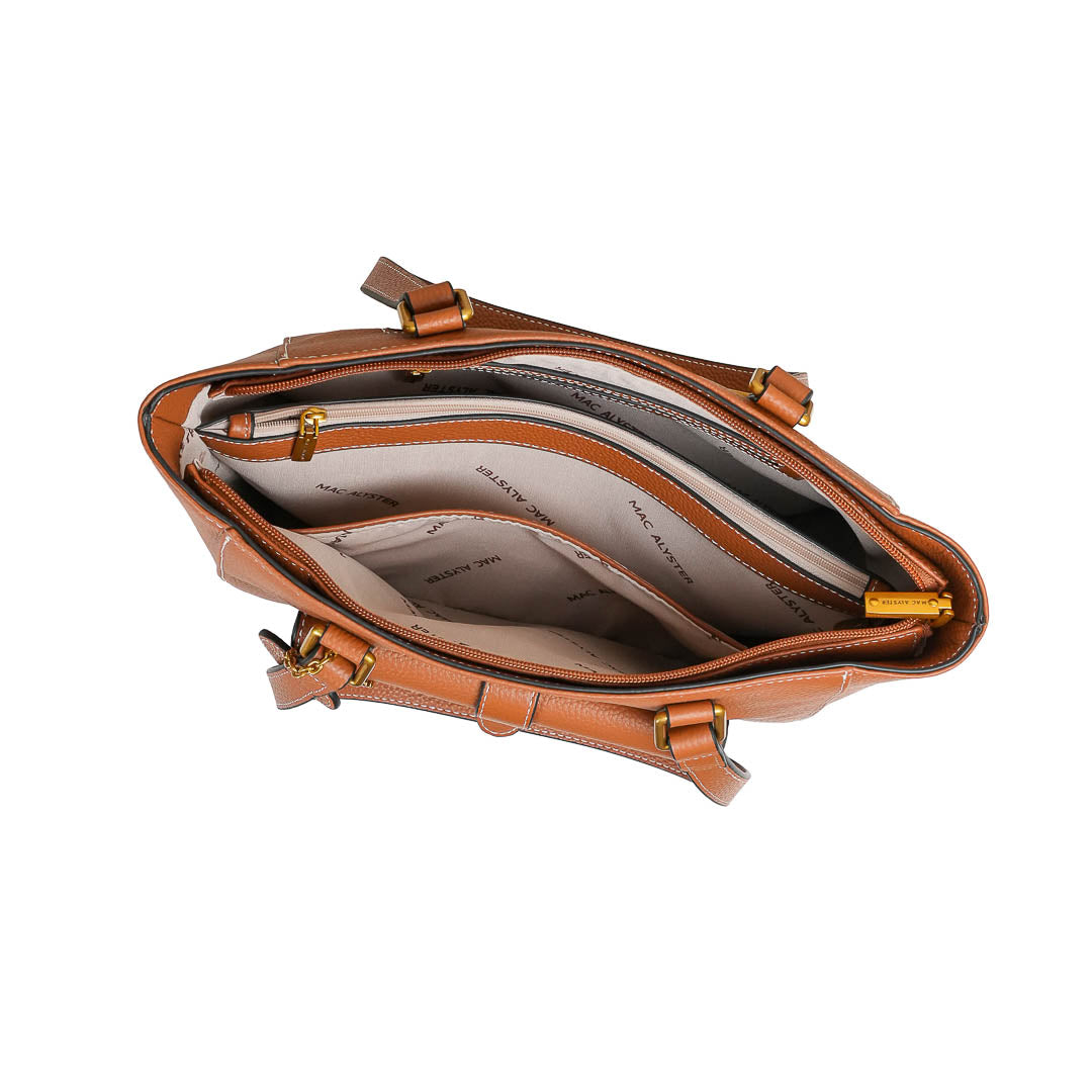 MAC ALYSTER Odalia grand sac cabas cuir marron cognac