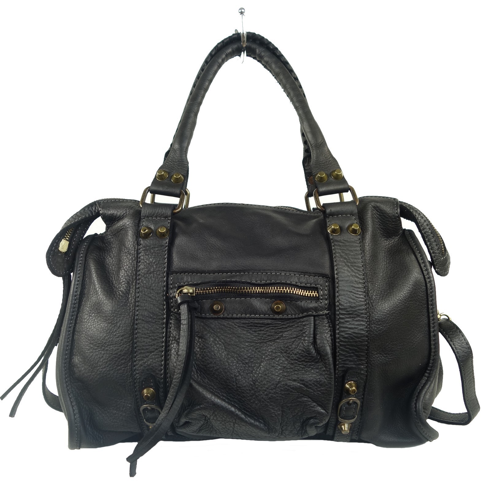 Collection Esprit Cuir LOLA sac epaule cuir noir lave
