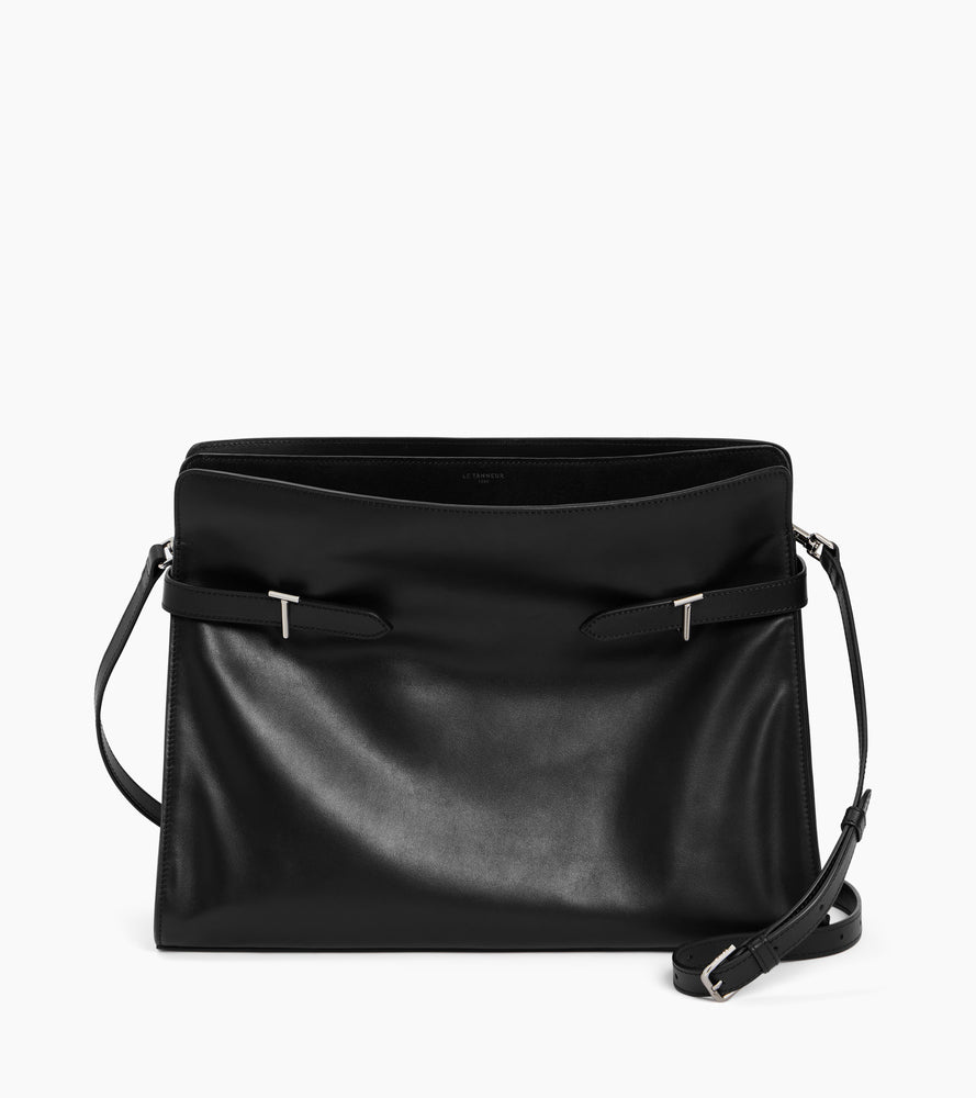 Le Tanneur Emie sac épaule maxi cuir lisse nubuck noir