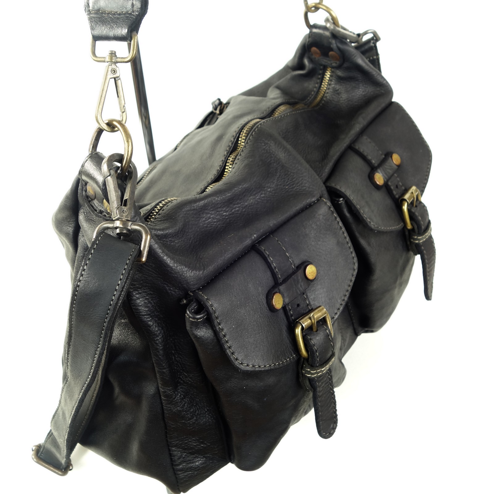 Collection Esprit Cuir Paula sac besace noir cuir vintage
