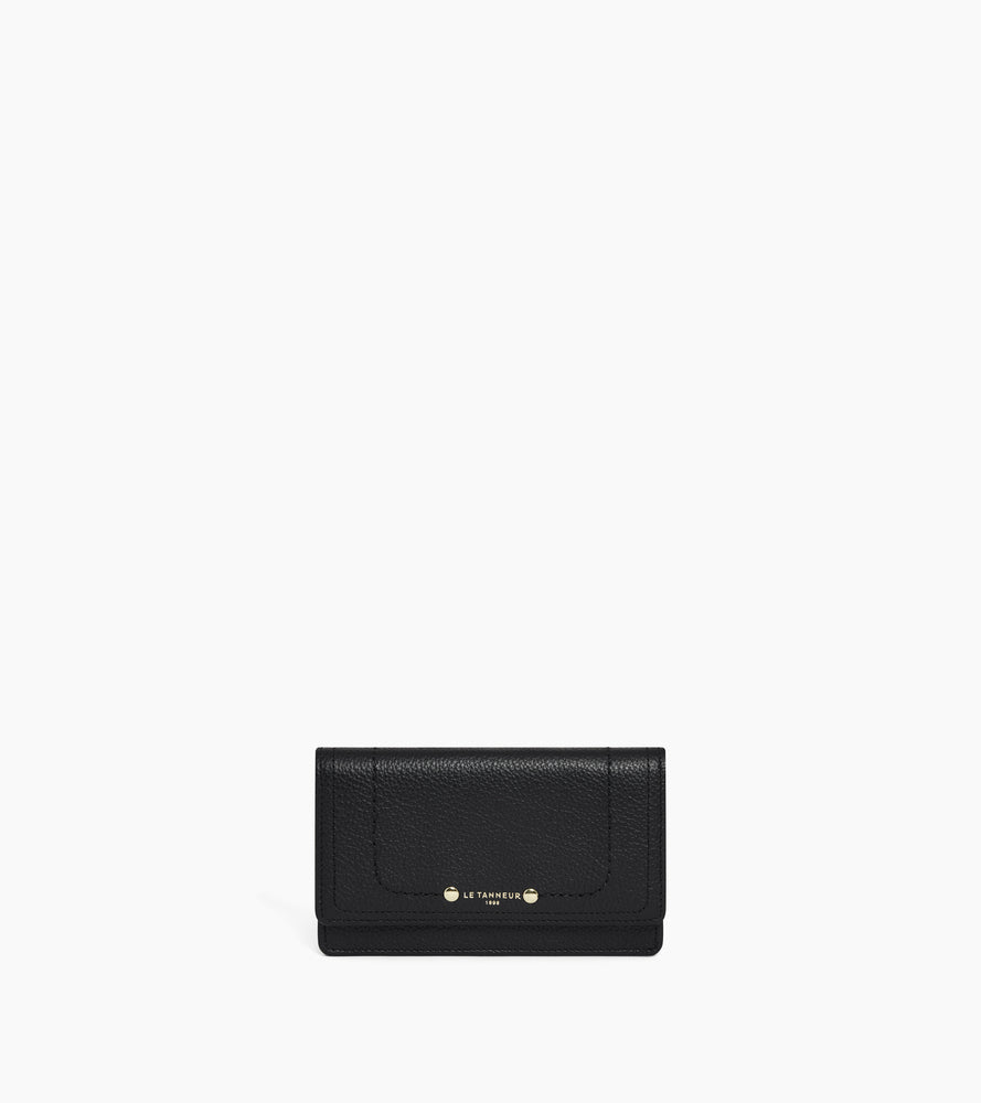 Le Tanneur Ella porte-cartes cuir grainé noir anti-RFID