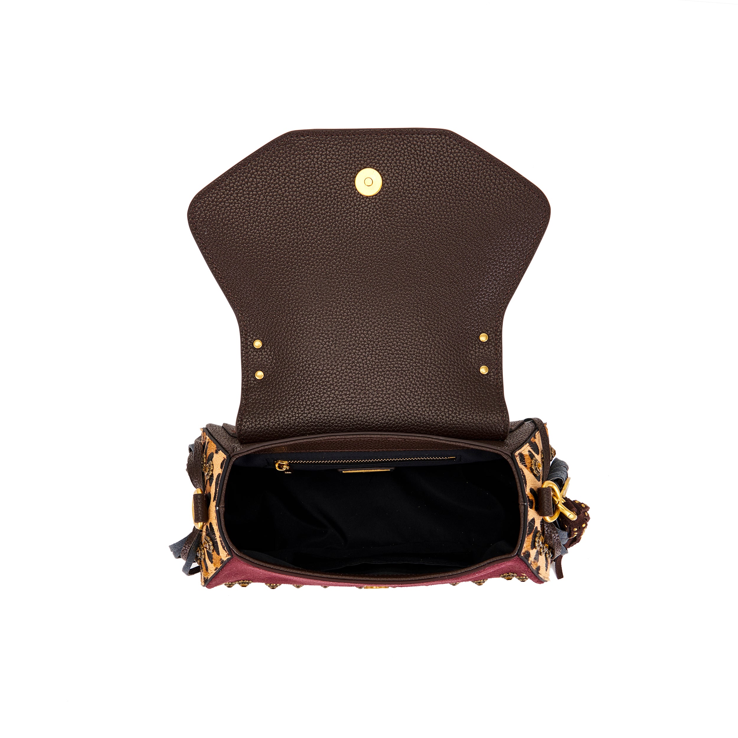 La Carrie Jungle sac à main cuir bordeaux 25 cm franges