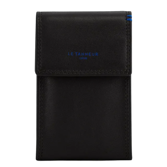 Le Tanneur étui clés cuir lisse noir bouton pression homme