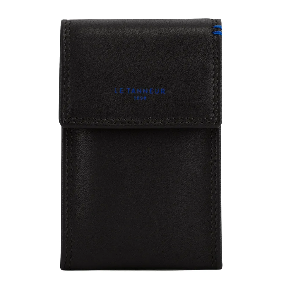 Le Tanneur étui clés cuir lisse noir bouton pression homme