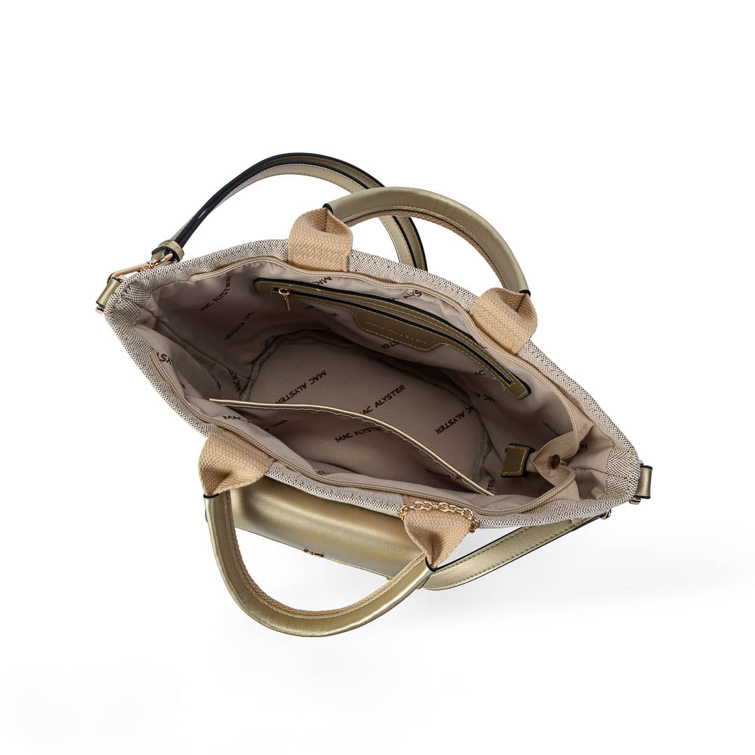 Mac Alyster Miss Bohème Lin petit sac à main Doré 36x12x20 cm