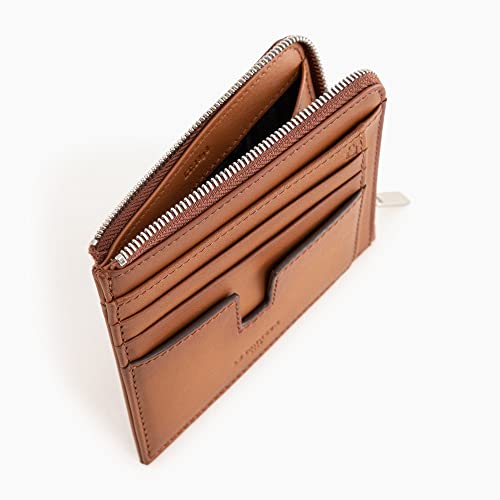 Le Tanneur Albert Porte-cartes cuir lisse monnaie zippée