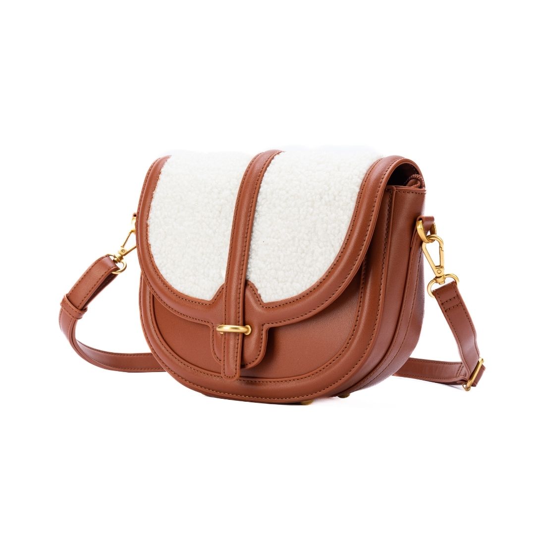 MAC ALYSTER FRISSON Sac à rabat Mordoré 28 cm fourrure
