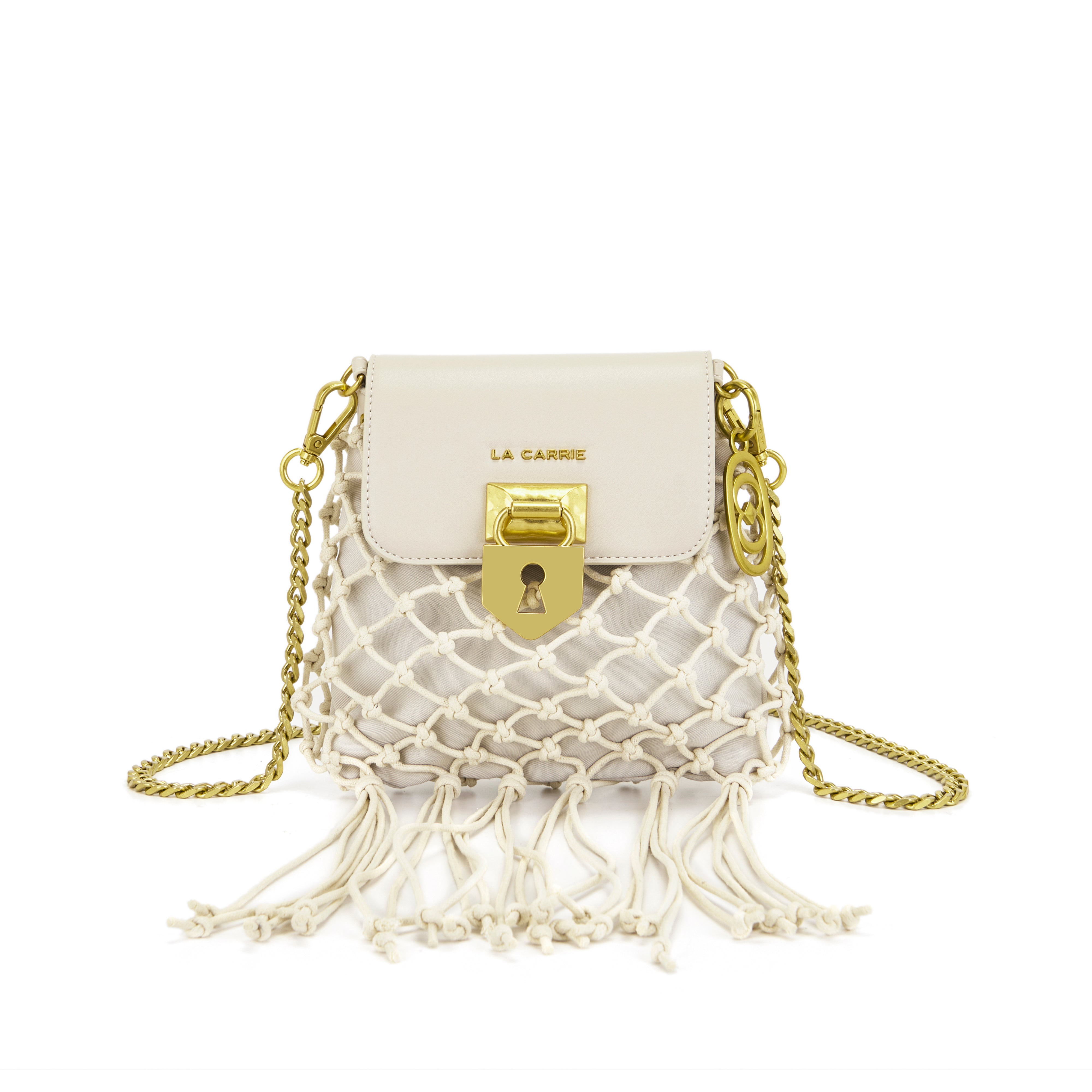 La Carrie Bag Fringe sac bandoulière ivoire 20x3x19cm