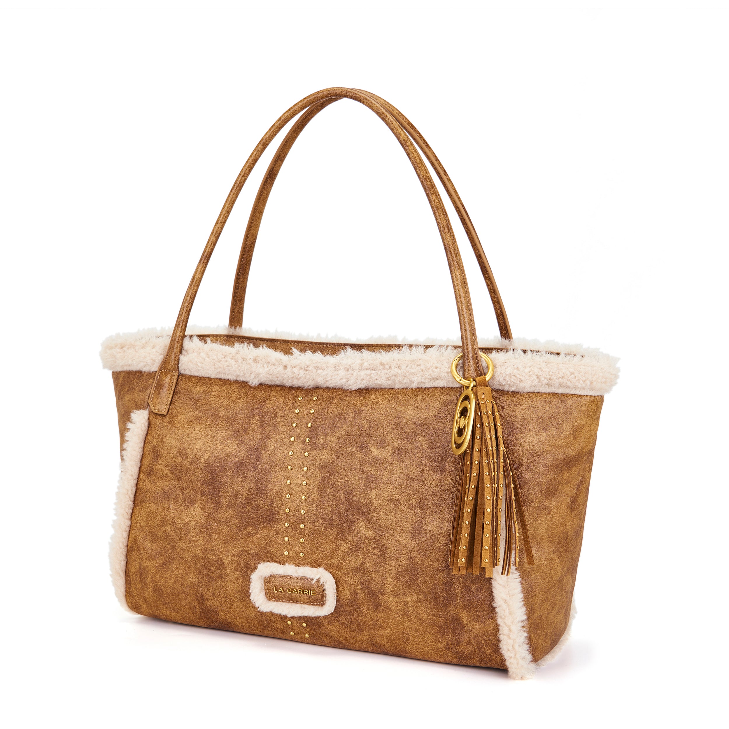 La Carrie Warmtouch sac shopping cuoio eco-mouton 46x14x25cm