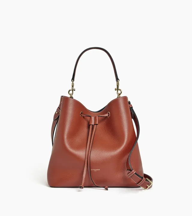 Le Tanneur Louise grand sac seau cuir grainé marron