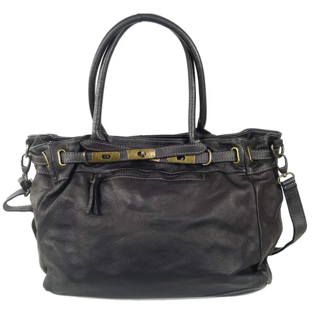 Collection Esprit Cuir MATILDA grand sac cuir noir vintage