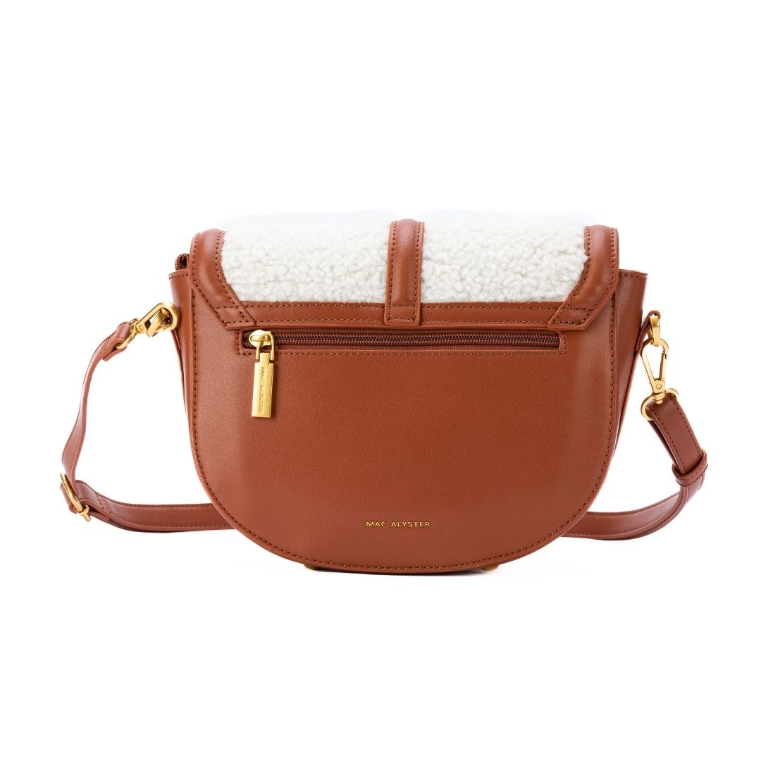 MAC ALYSTER FRISSON Sac à rabat Mordoré 28 cm fourrure