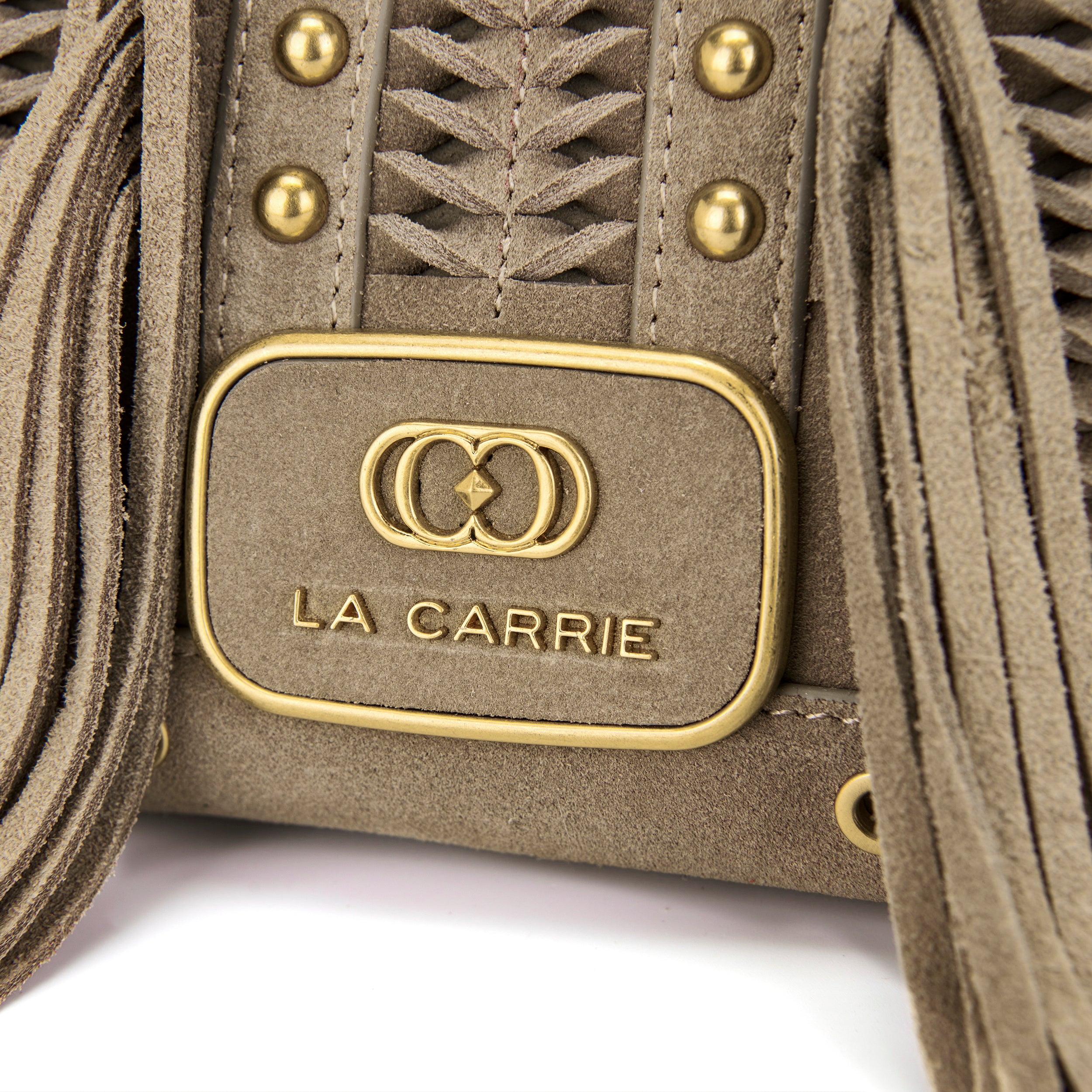 La Carrie Apallosa portefeuille daim taupe 25x3x13 cm
