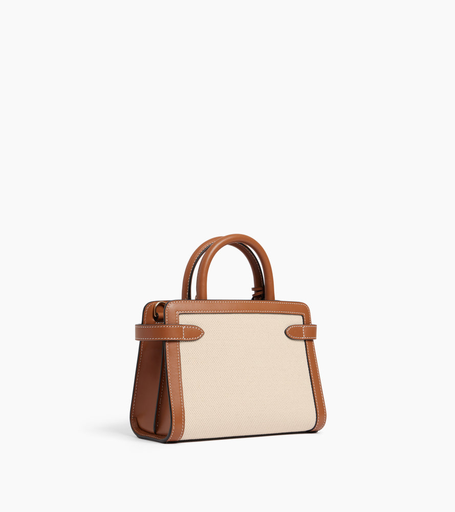 Le Tanneur Emilie petit sac à main toile coton cuir Natural Tan