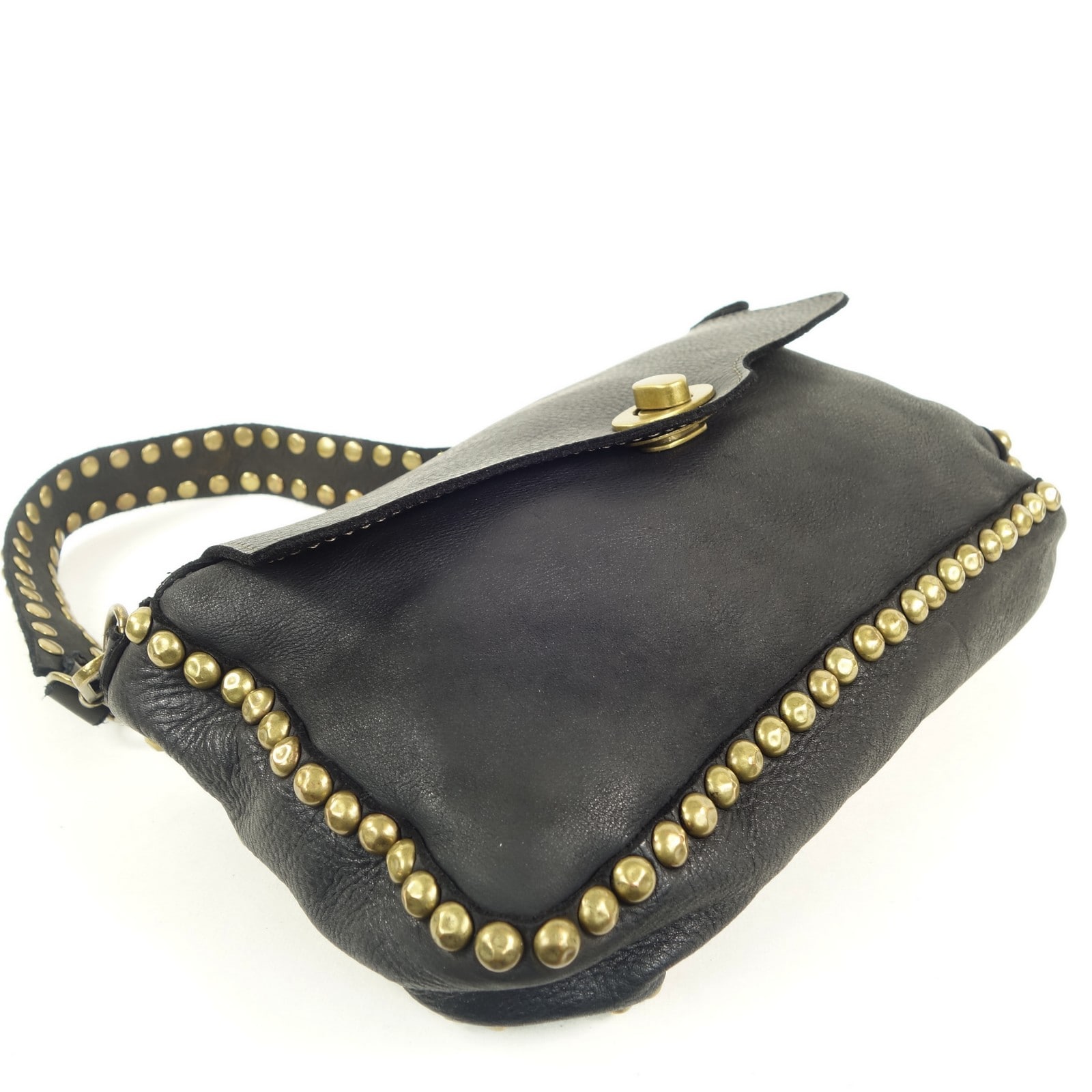 Collection Esprit Cuir MARIETTE pochette cuir noir clouté femme