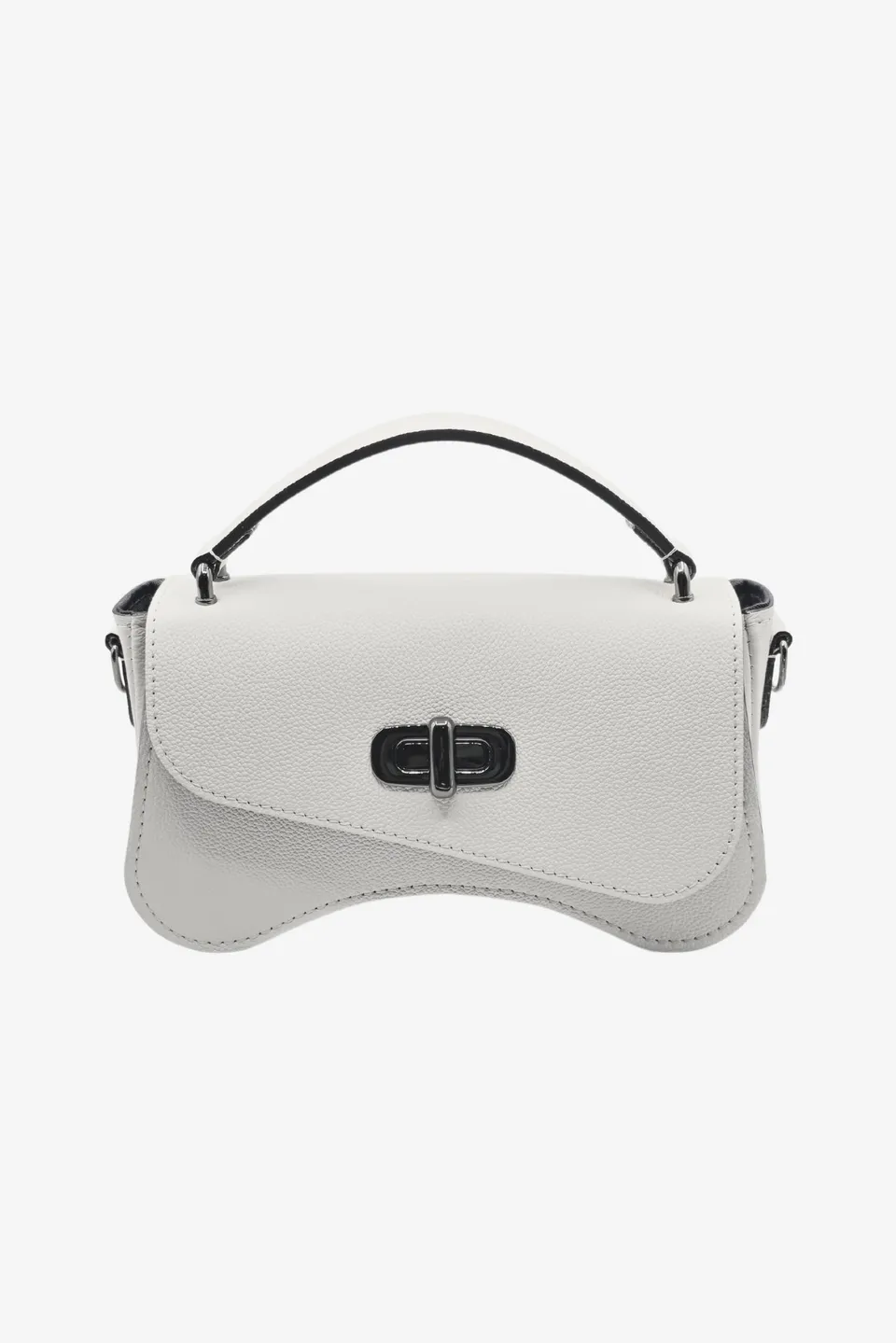 Nodie's L'Iconique Blanc Grainé Sac Baguette Cuir