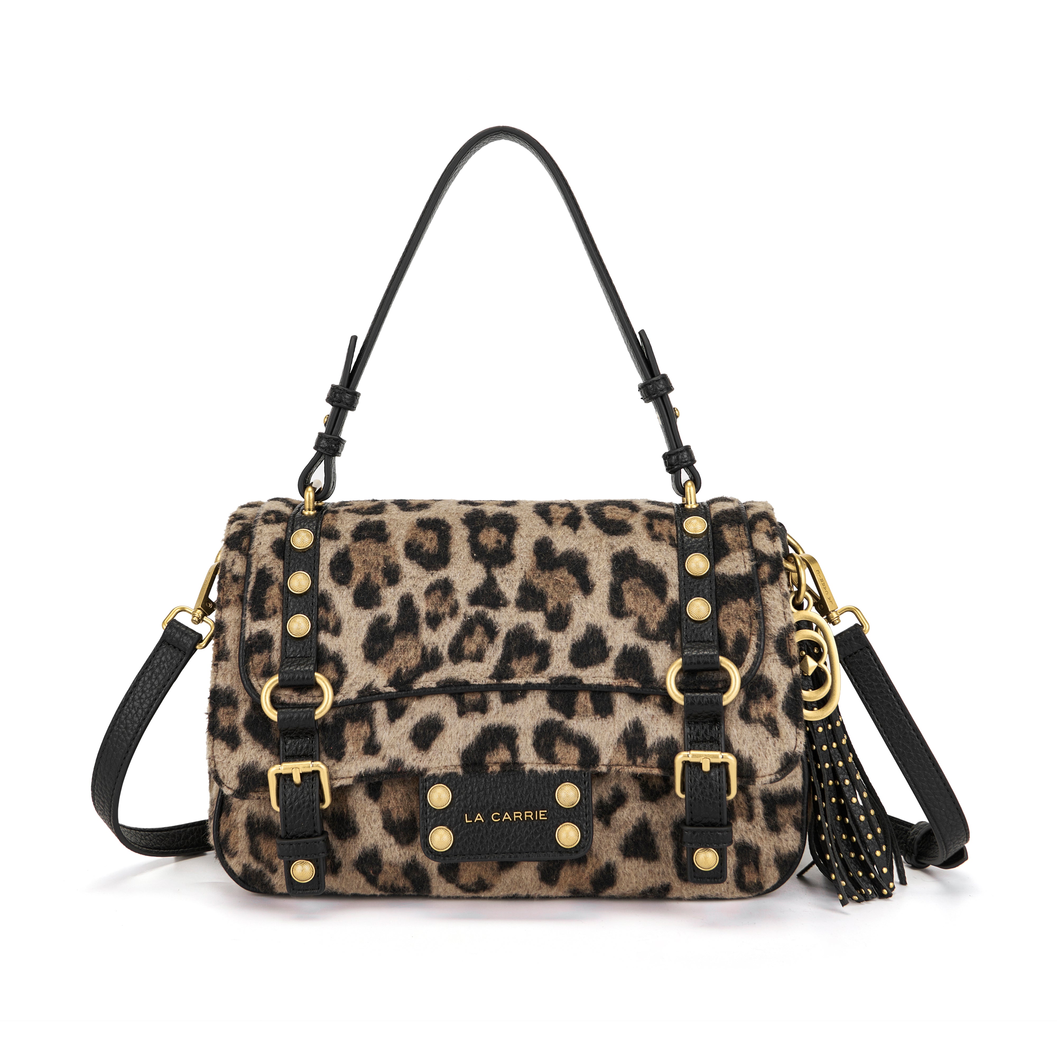 La Carrie Bag Atena sac shopping animalier noir 30x16x18