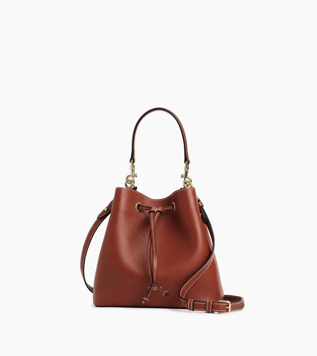 Le Tanneur Louise Sac Seau Cuir Grainé Mahogany Brown