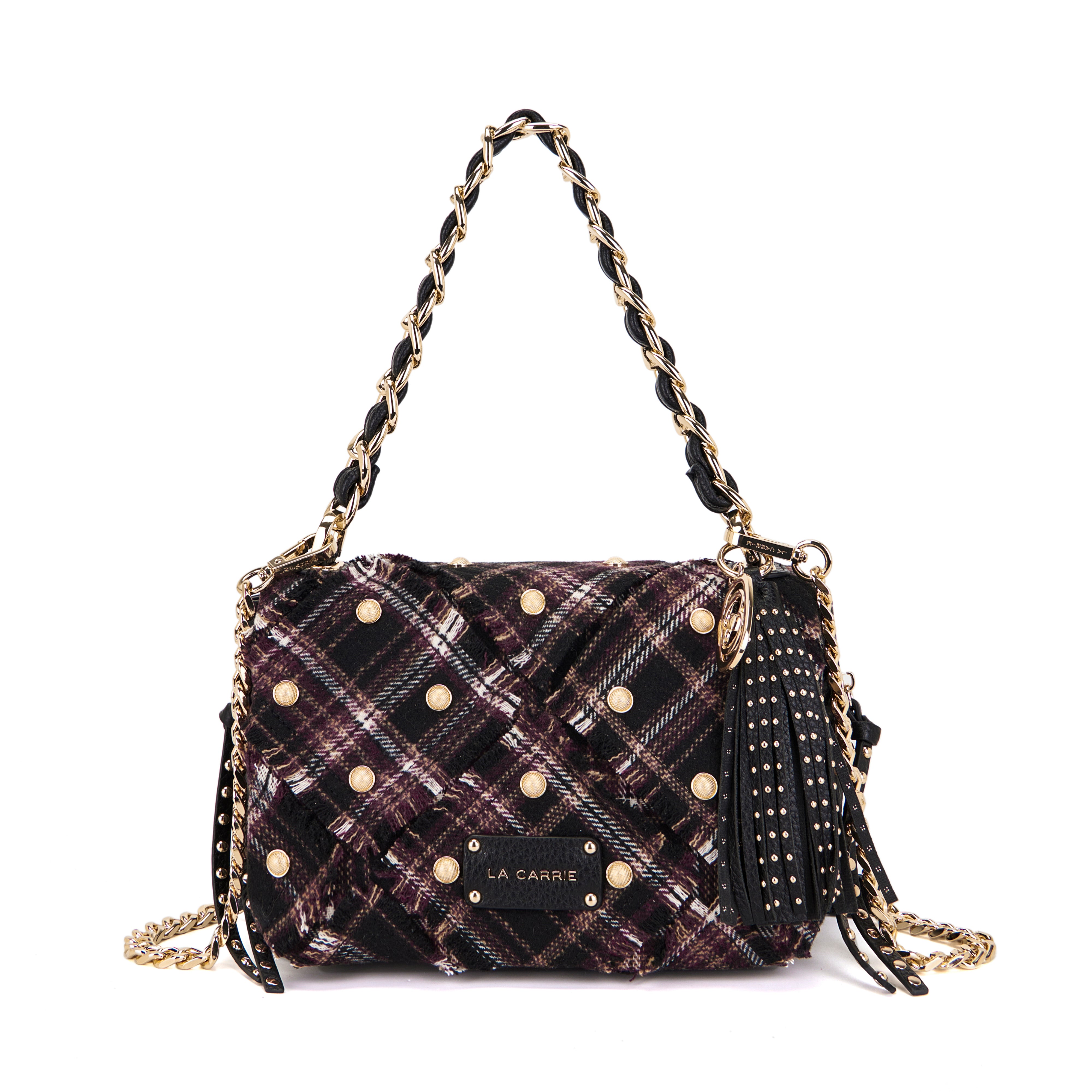 La Carrie Isabel Scottish sac épaule burgundy tartan