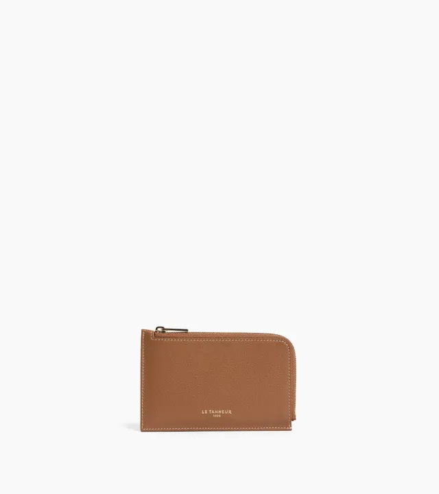 Le Tanneur Albertine porte-cartes cuir grainé marron zippé