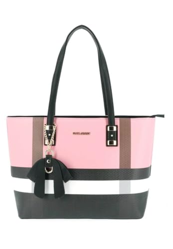 Gallantry Sacs Cabas Tote Bag XL Similicuir Rose Rayures A4