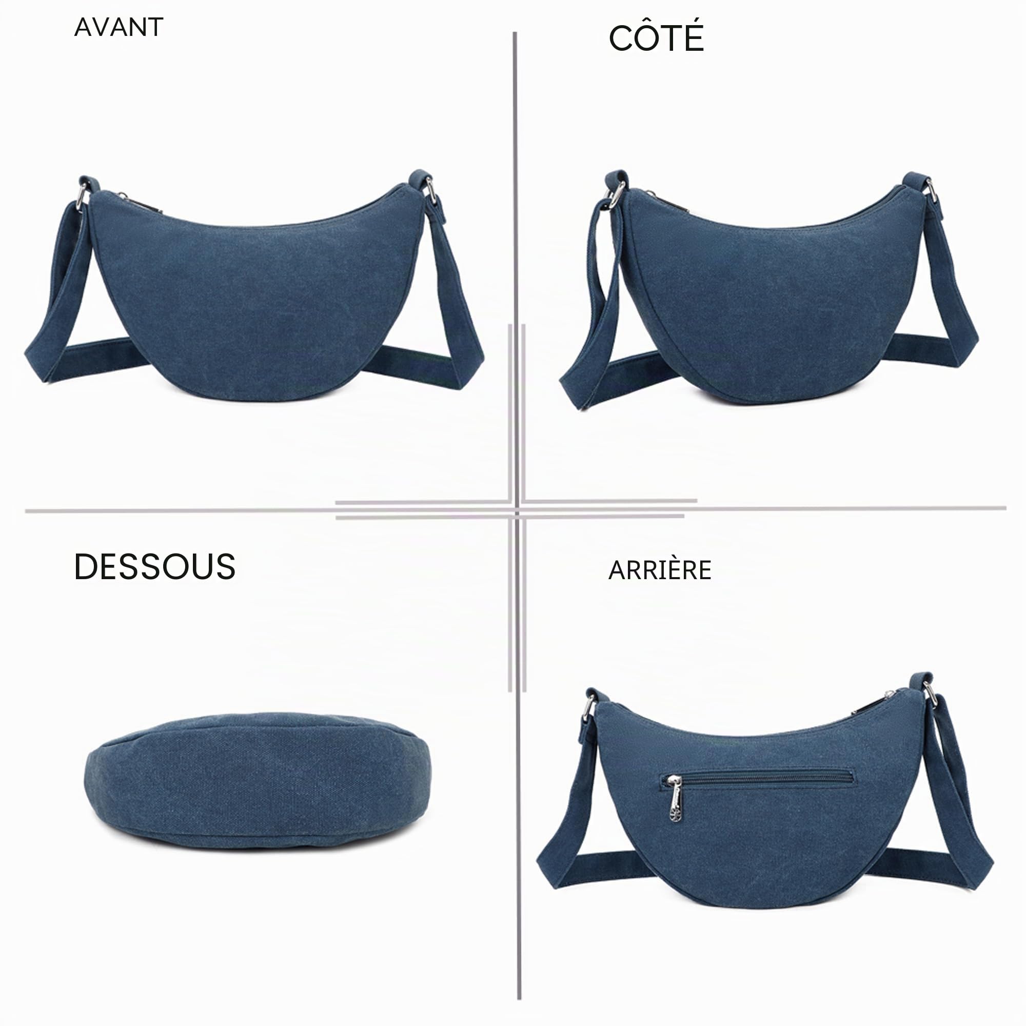 Gallantry Sacs Bandoulière Demi-lune Sac Noir Ultra Léger