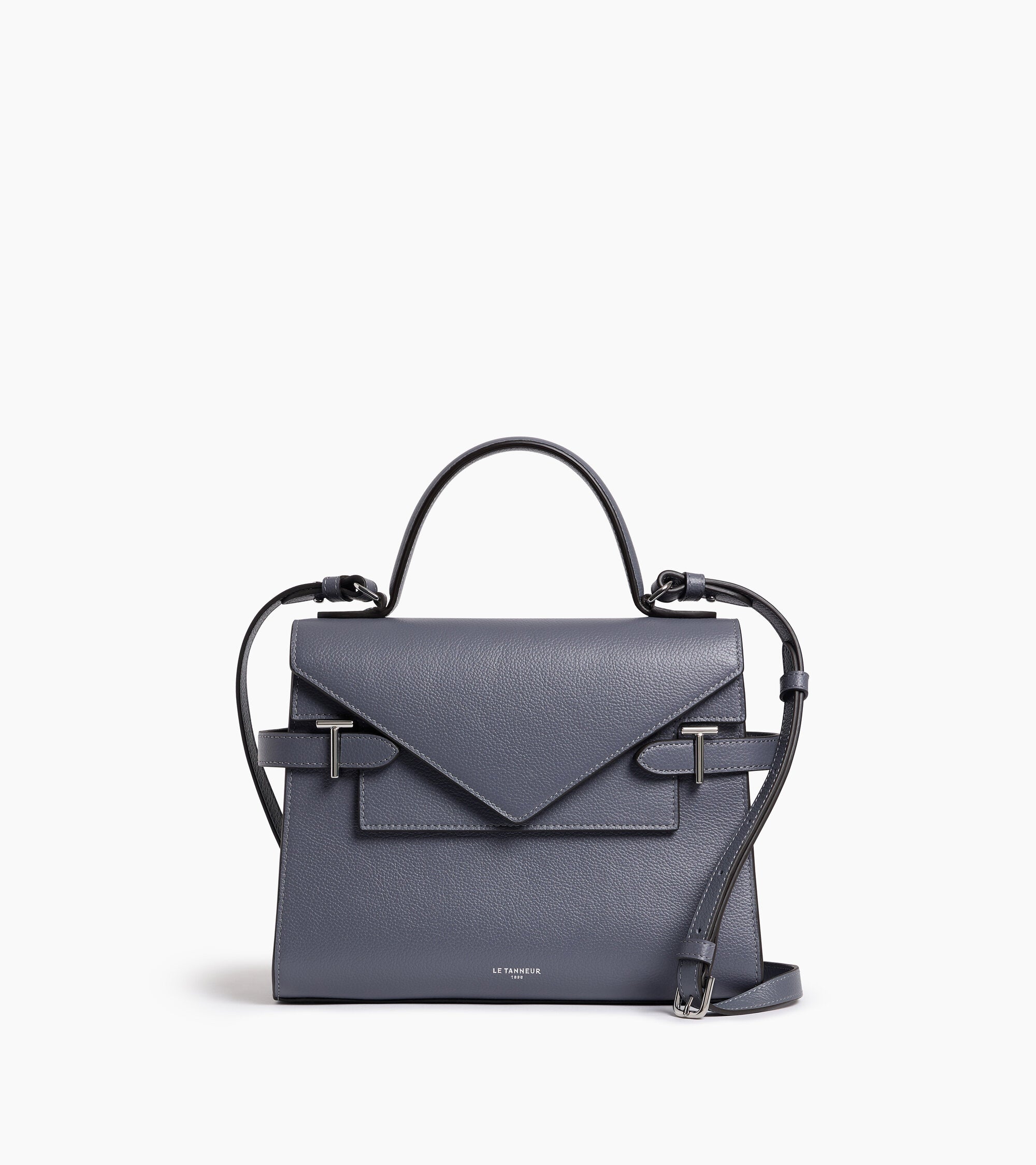 Le Tanneur Emilie sac à main double rabat bleu acier