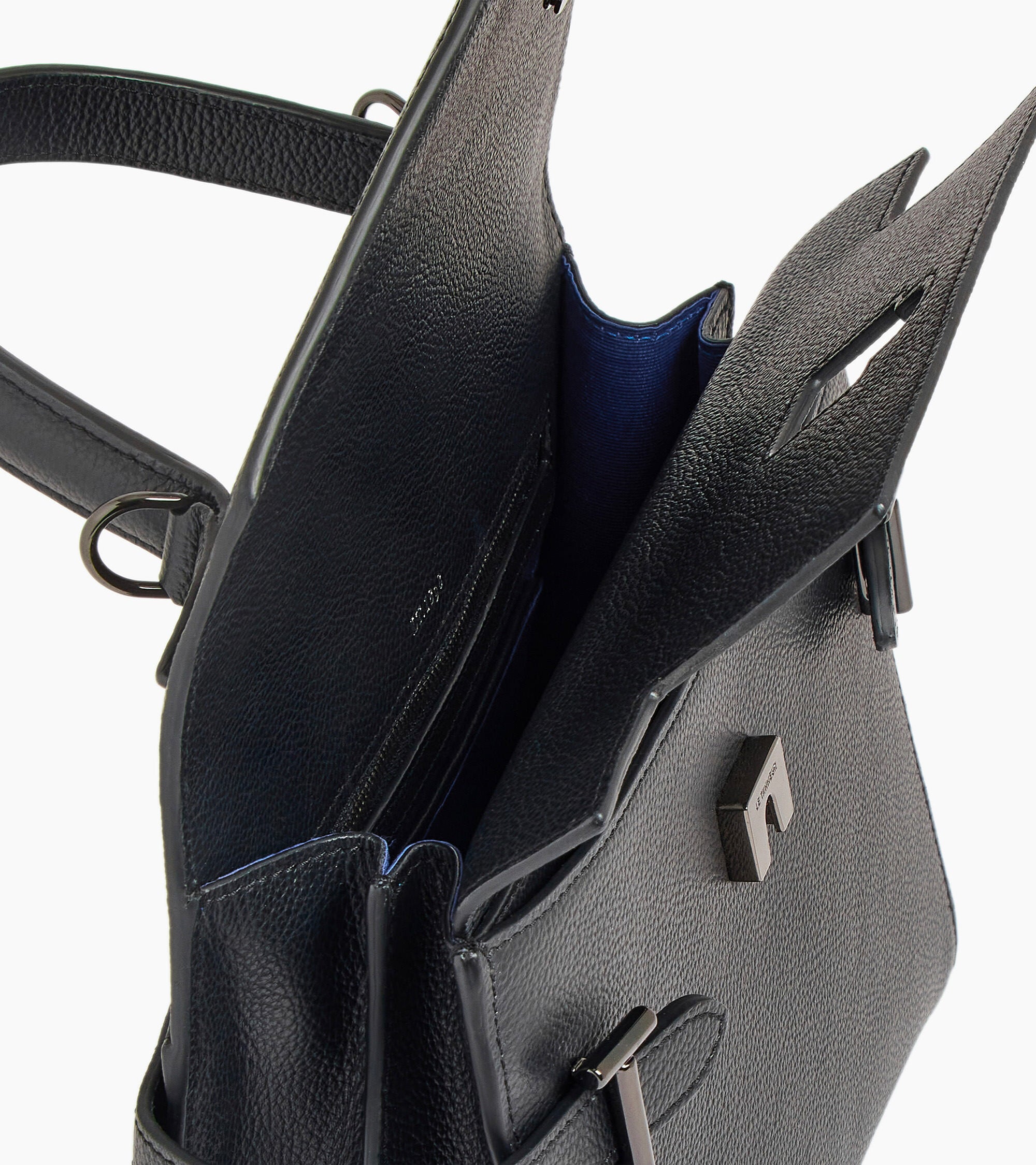 Le Tanneur Emilie sac à main cuir grainé noir double rabat