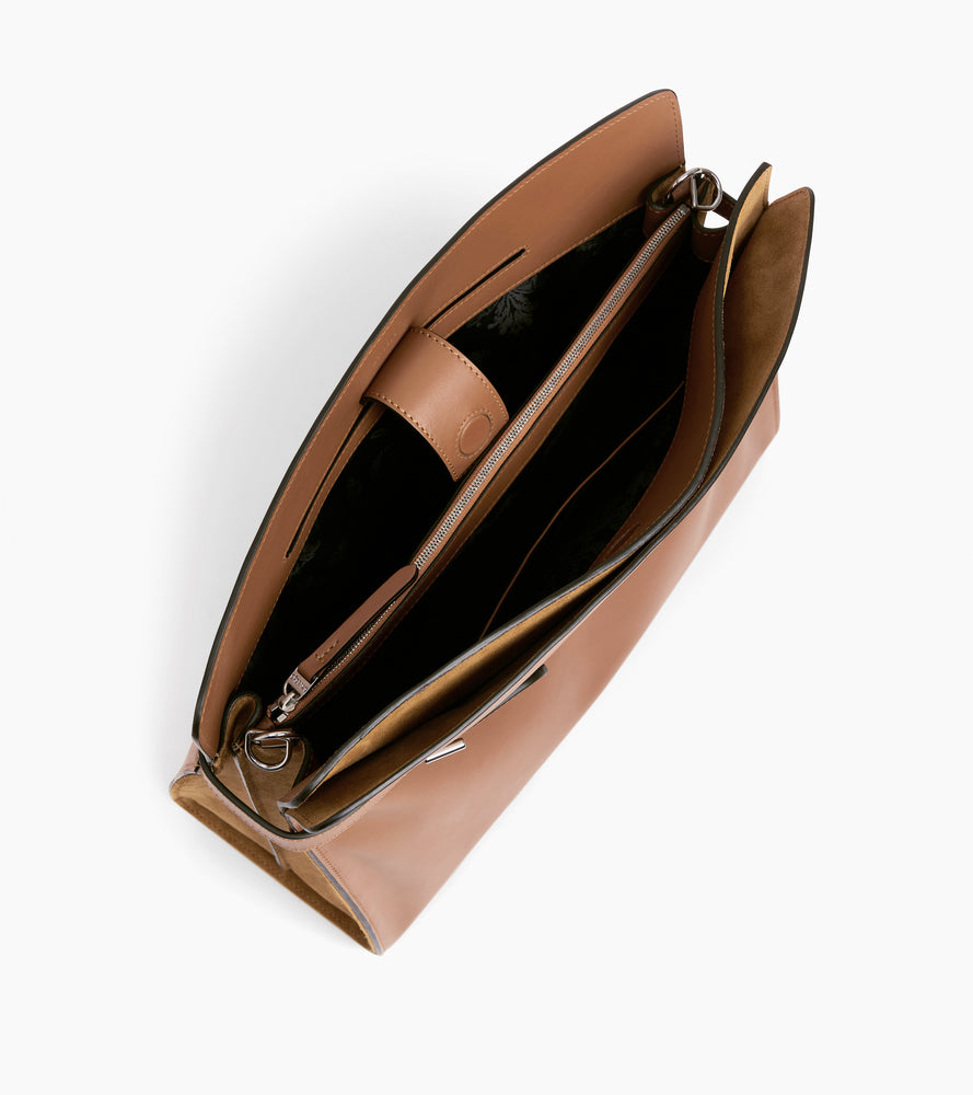 Le Tanneur Emie maxi sac épaule cuir lisse nubuck marron tan