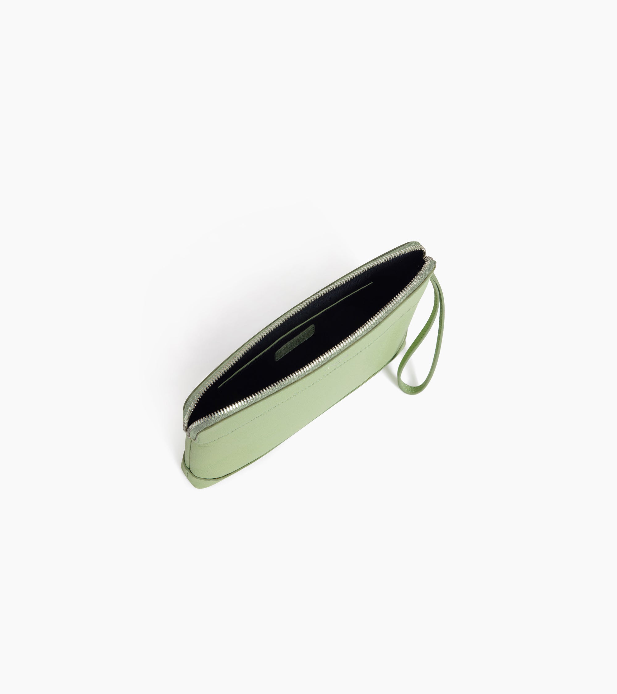 Le Tanneur pochette zippée cuir grainé dragonne