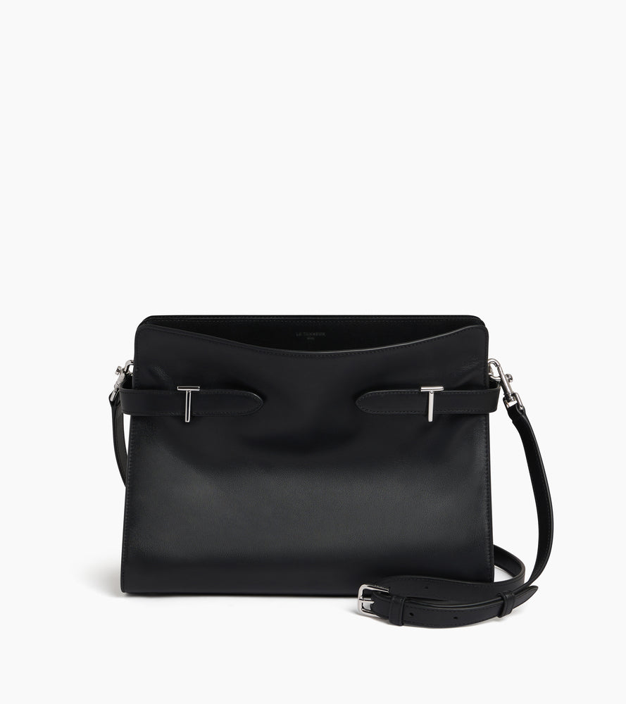 Le Tanneur Emie sac épaule cuir noir grand modèle