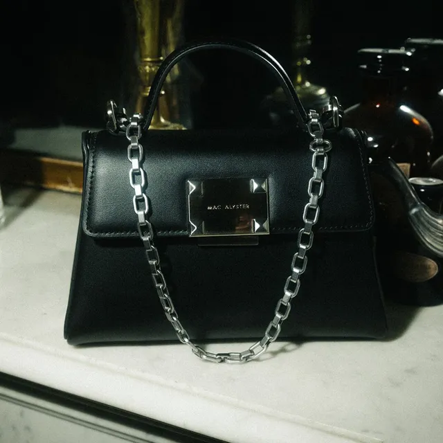 Mac Alyster Mélyssa mini sac cuir noir silver soirée