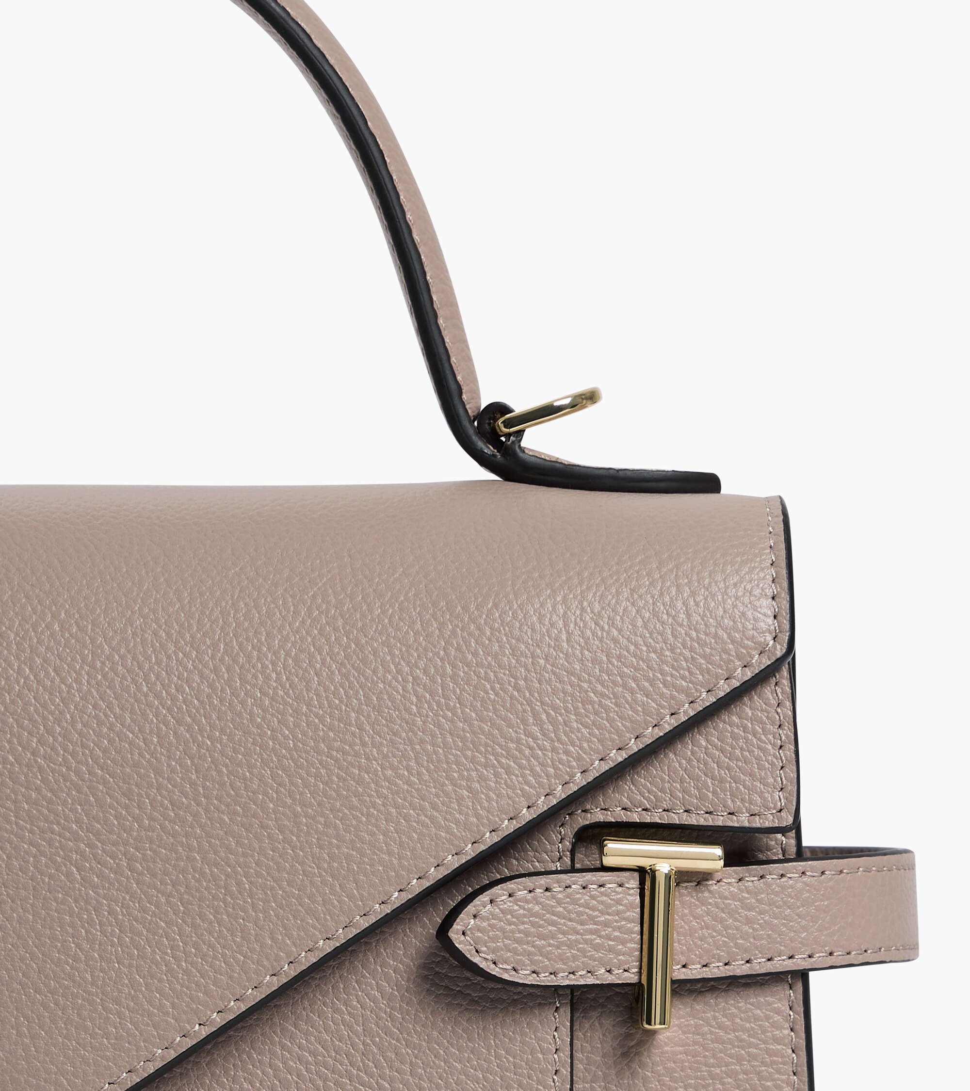 Le Tanneur Emilie sac main cuir grainé Fossil Grey double rabat