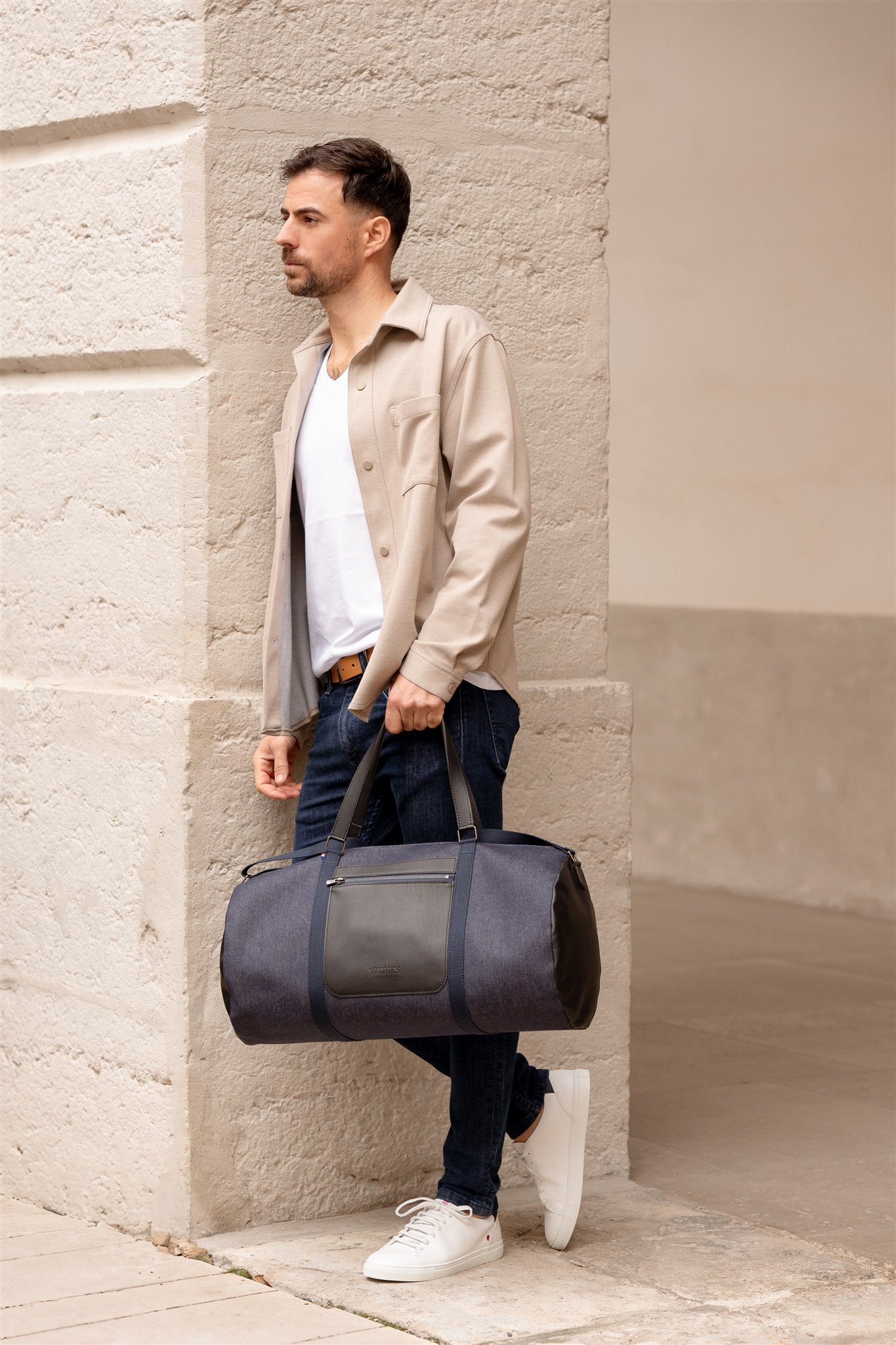 Nodie's Sacs de voyage Jacques polochon noir cuir et jean