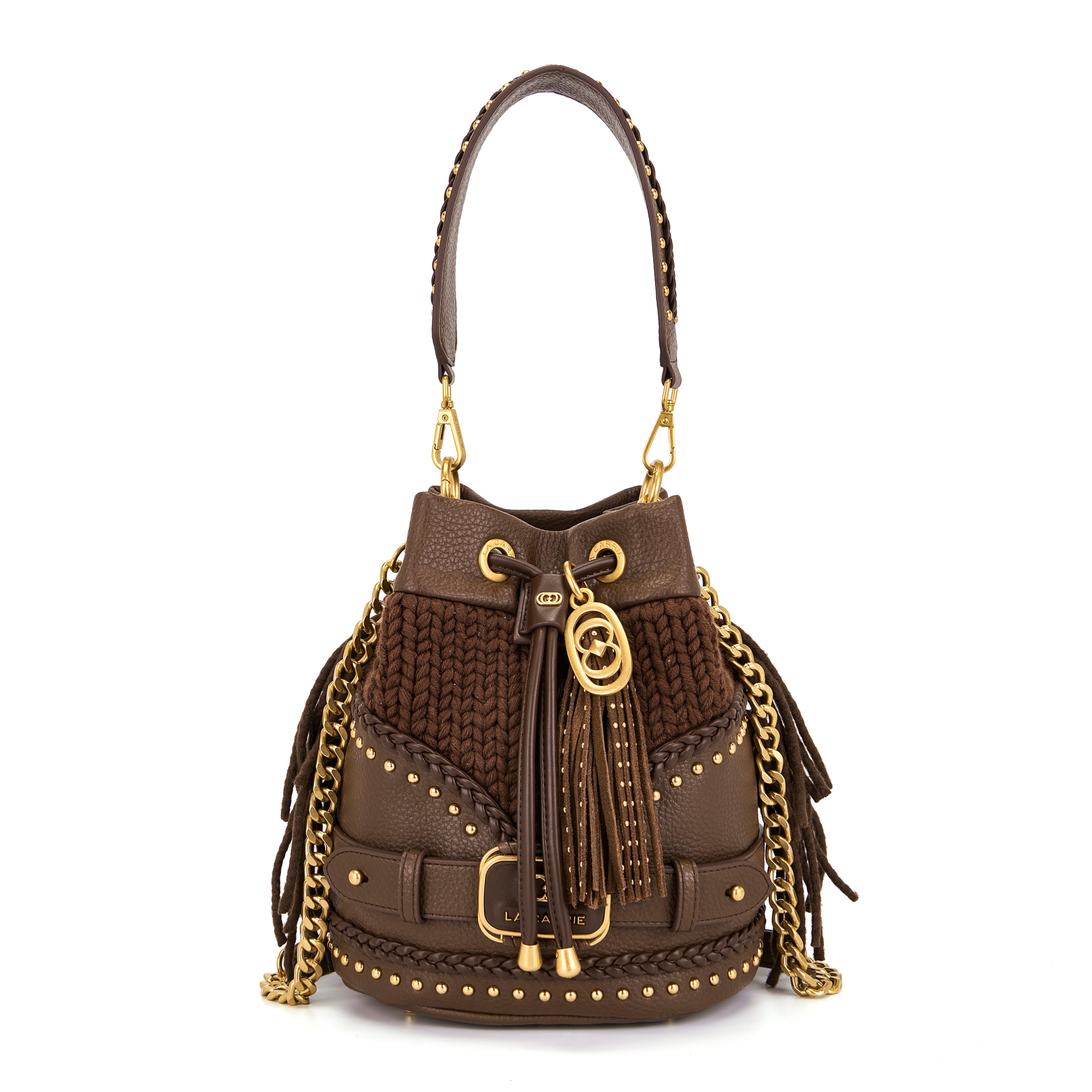 La Carrie Bag Montgomery sac seau marron 26x19x28cm