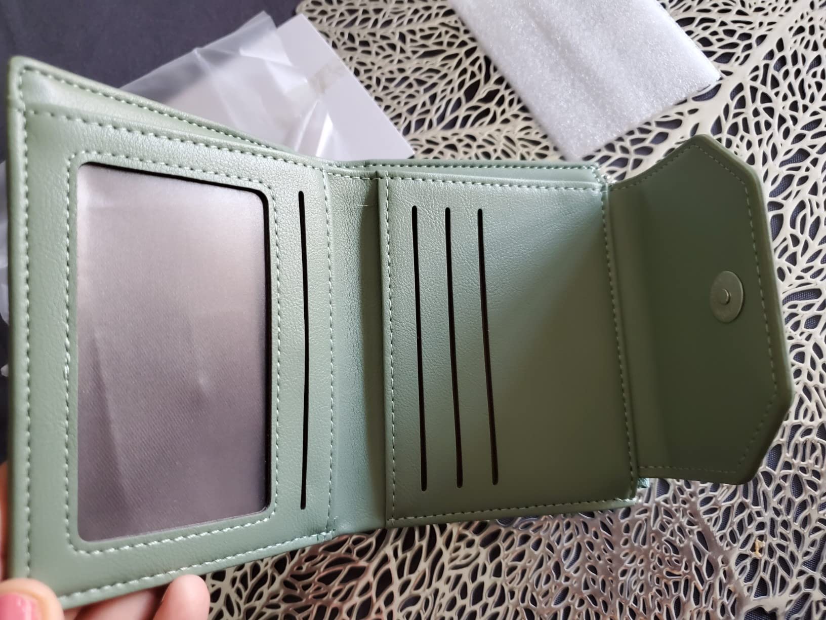 Gallantry Accessoires portefeuille matelassé vert d'eau 12 cm