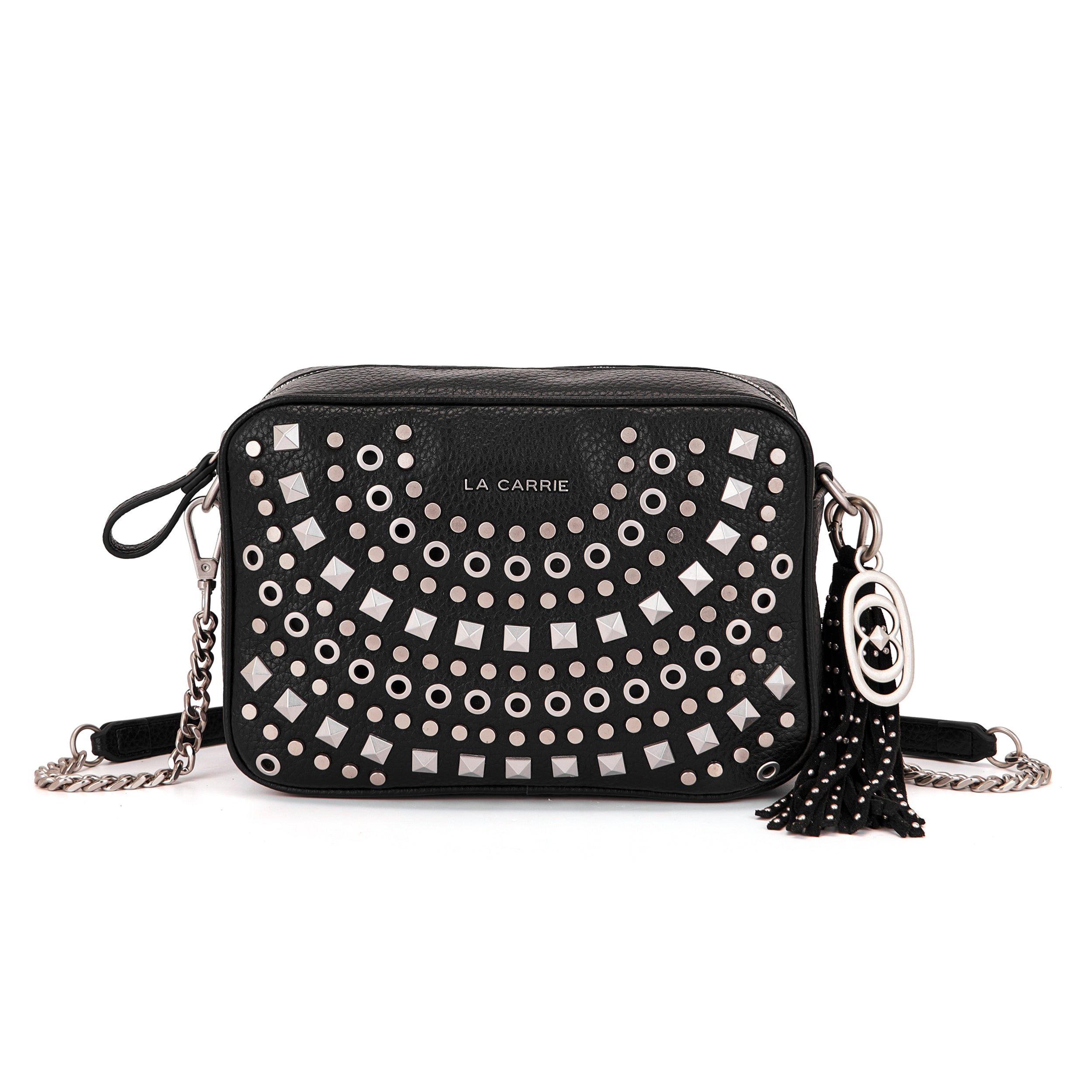 La Carrie Solid sac à main noir clouté chaîne
