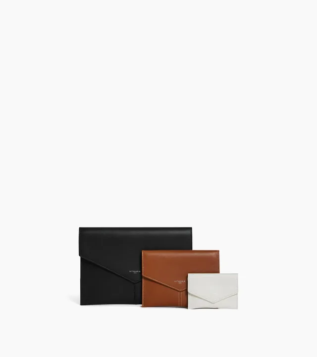 Le Tanneur Charlotte Trio Pochettes Cuir Black Tan Chalk